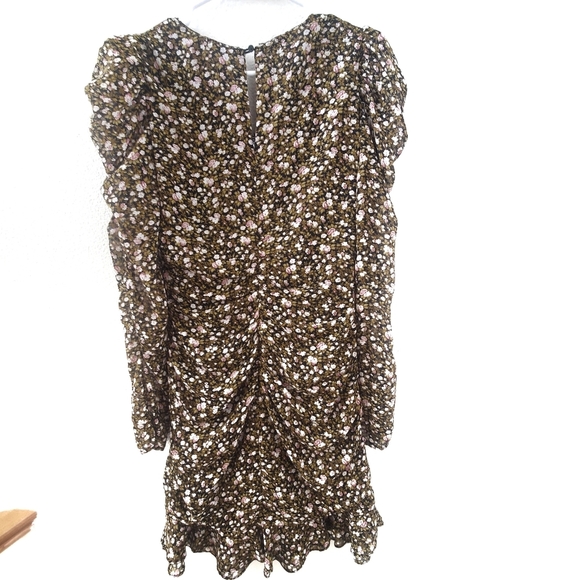 Astr The Label Mini Floral Ruched Mini Dress Medium Puff Shoulder - Picture 4 of 8